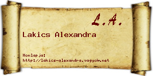 Lakics Alexandra névjegykártya